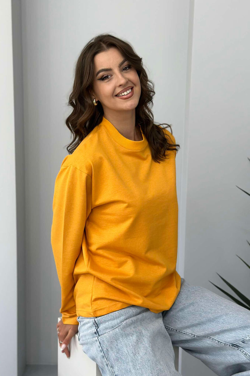 SIMPLE ROUND NECK WOMEN SWEATSHIRT MUSTARD/MUSTARDE - 2