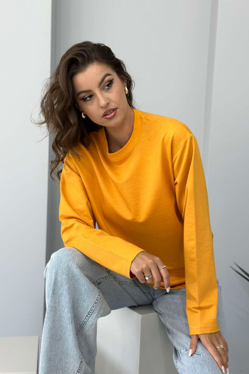 SIMPLE ROUND NECK WOMEN SWEATSHIRT MUSTARD/MUSTARDE - 4