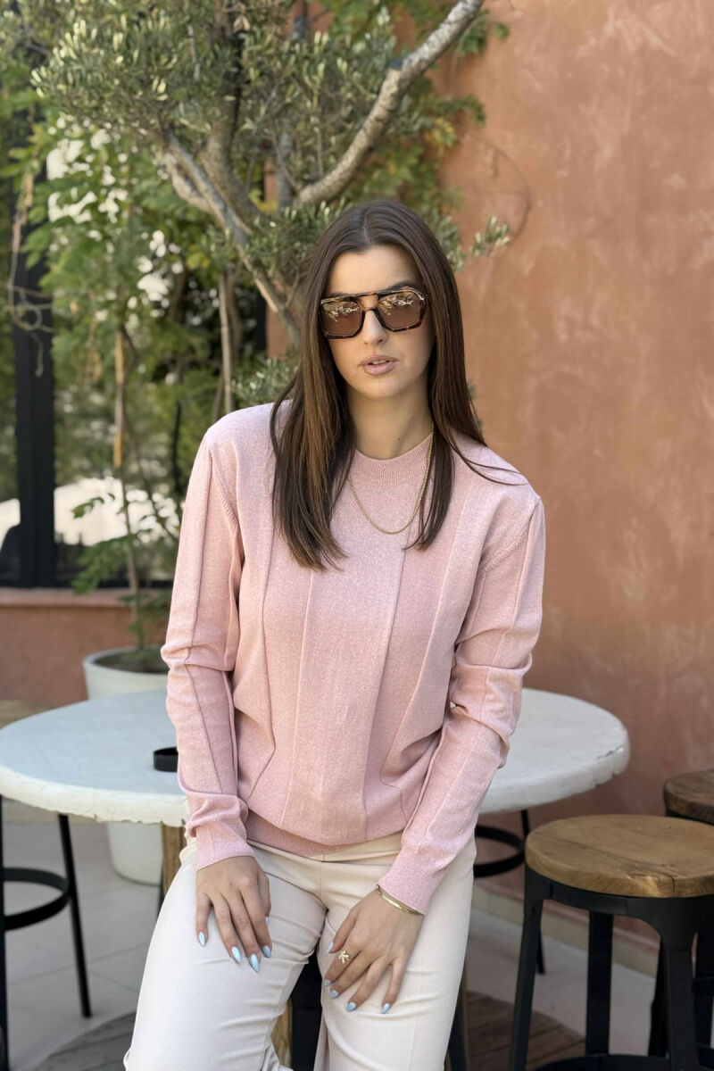 SIMPLE ROUND NECK WOMEN SWEATSHIRT POWDER/PUDER - 2
