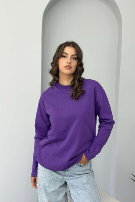 SIMPLE ROUND NECK WOMEN SWEATSHIRT PURPLE/LEJLA 