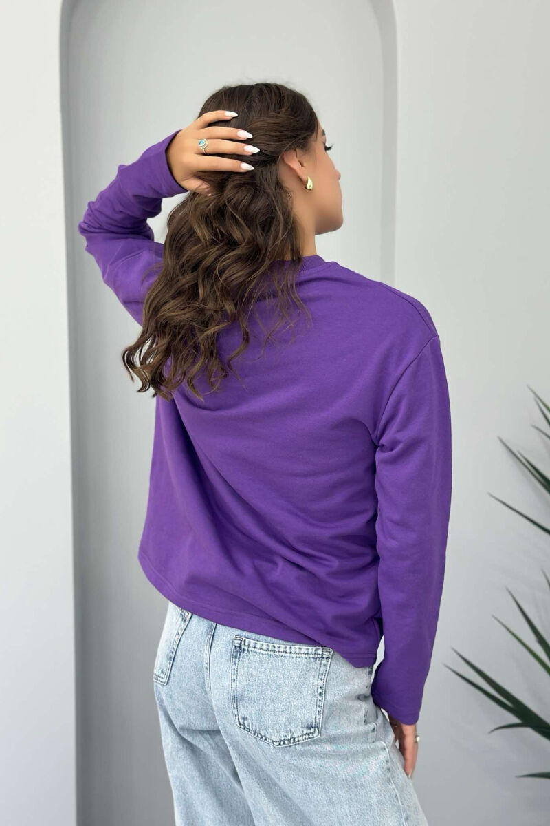 SIMPLE ROUND NECK WOMEN SWEATSHIRT PURPLE/LEJLA - 3