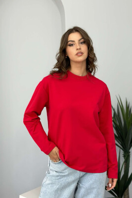 SIMPLE ROUND NECK WOMEN SWEATSHIRT RED/E KUQE 