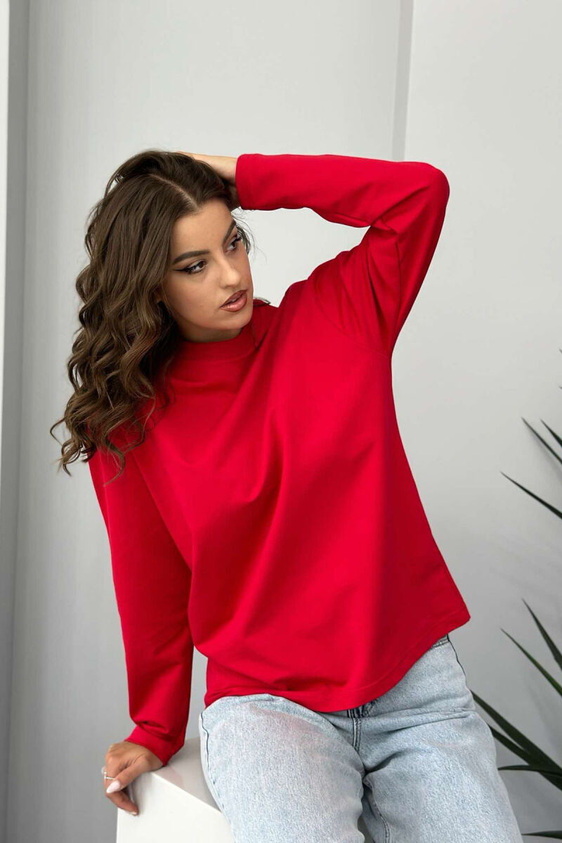 SIMPLE ROUND NECK WOMEN SWEATSHIRT RED/E KUQE - 4