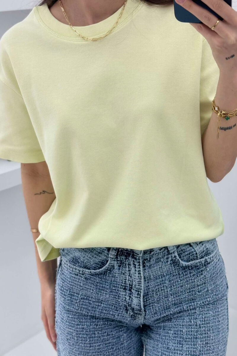 SIMPLE ROUND NECK WOMEN T-SHIRT IN NEON COLOR - 2