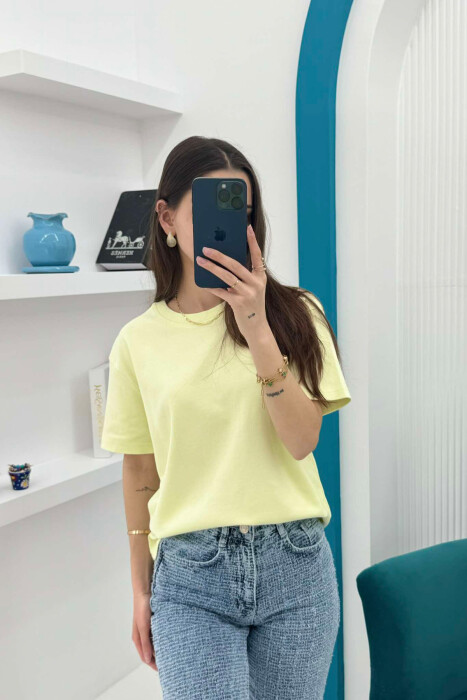 SIMPLE ROUND NECK WOMEN T-SHIRT IN NEON COLOR - 4