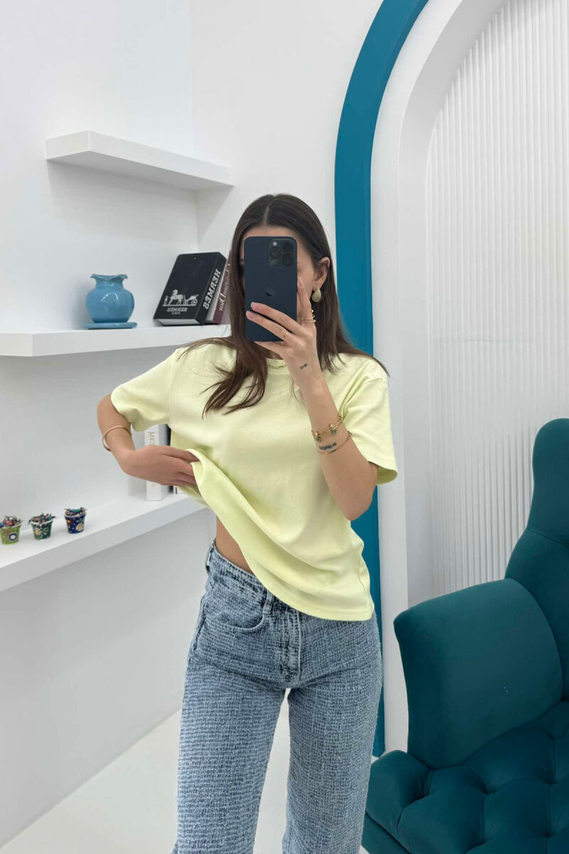 SIMPLE ROUND NECK WOMEN T-SHIRT IN NEON COLOR - 5