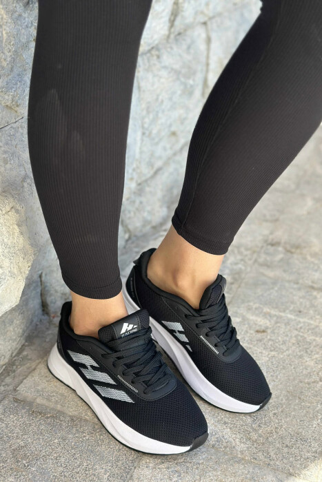 SIMPLE RUNNING PLATFORM WOMEN SNEAKERS BLACK-WHITE/ZEBA - KLAUDIO FASHION