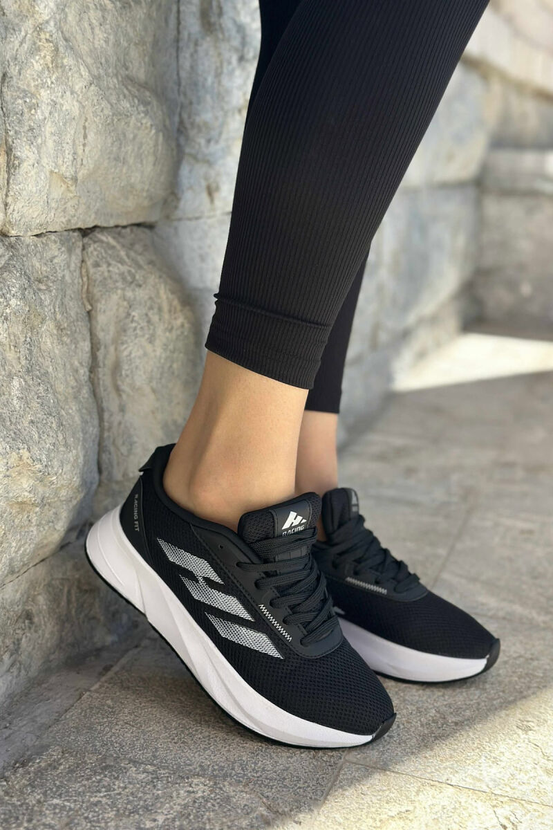 SIMPLE RUNNING PLATFORM WOMEN SNEAKERS BLACK-WHITE/ZEBA - 5