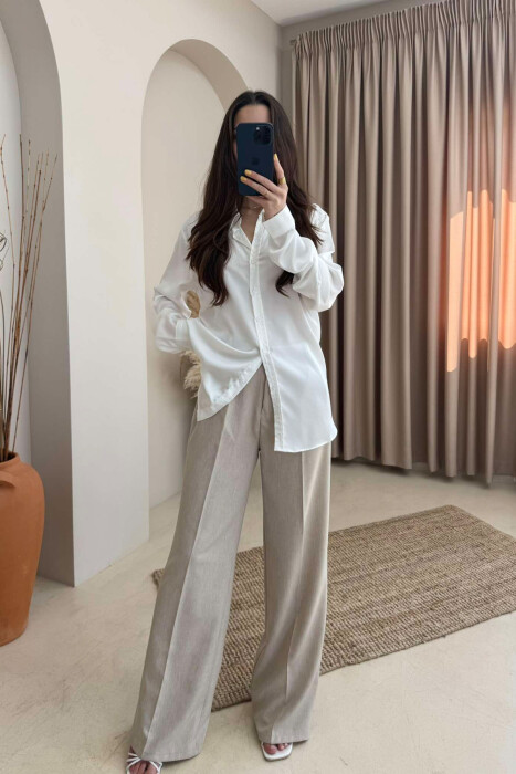 SIMPLE SATIN WOMEN SHIRT WHITE-E BARDHE 