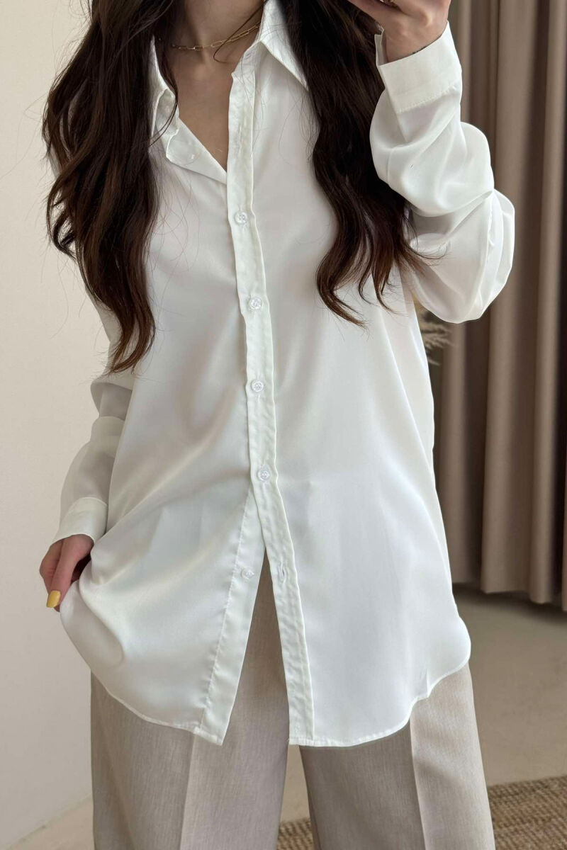 SIMPLE SATIN WOMEN SHIRT WHITE-E BARDHE - 2