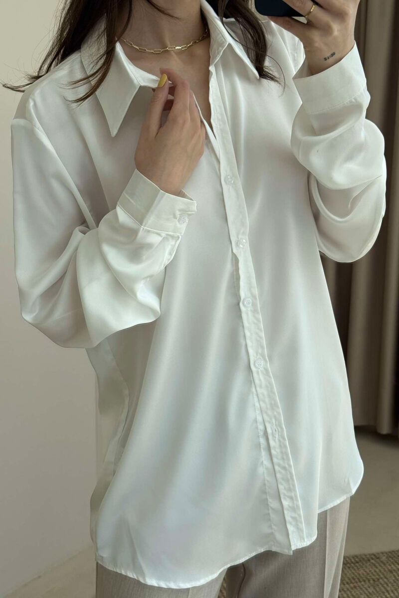 SIMPLE SATIN WOMEN SHIRT WHITE-E BARDHE - 3