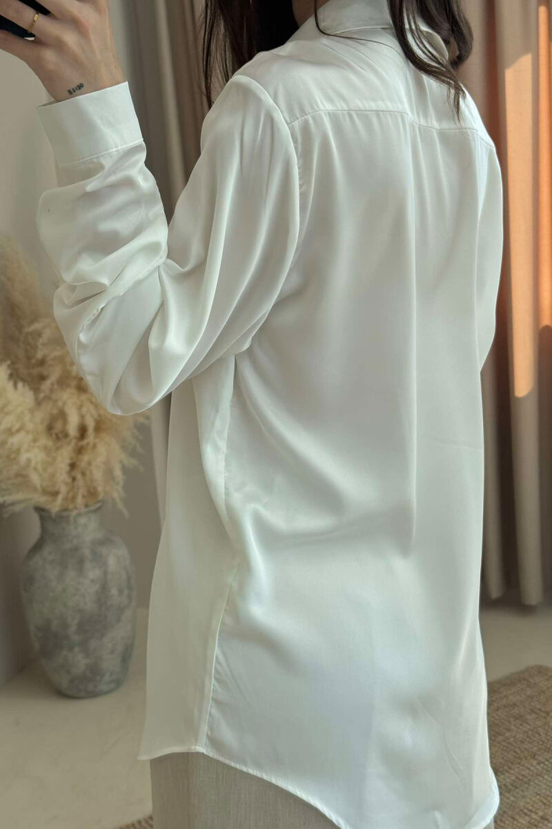 SIMPLE SATIN WOMEN SHIRT WHITE-E BARDHE - 4