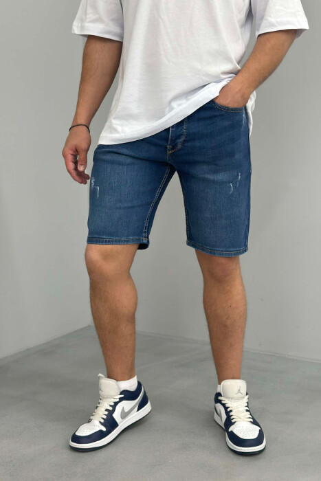 XHINSE TË SHKURTRA ME GËRVISHTJE PËR MESHKUJ NË NGJYRËN BLU - KLAUDIO FASHION