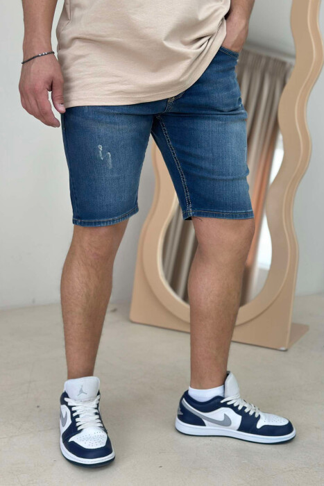 XHINSE TË SHKURTRA ME GËRVISHTJE PËR MESHKUJ NË NGJYRËN BLU - KLAUDIO FASHION