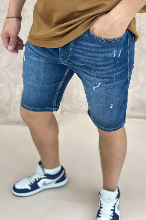 SIMPLE SCRATCHES MEN SHORT PANTS DARK BLUE/BEE - 2