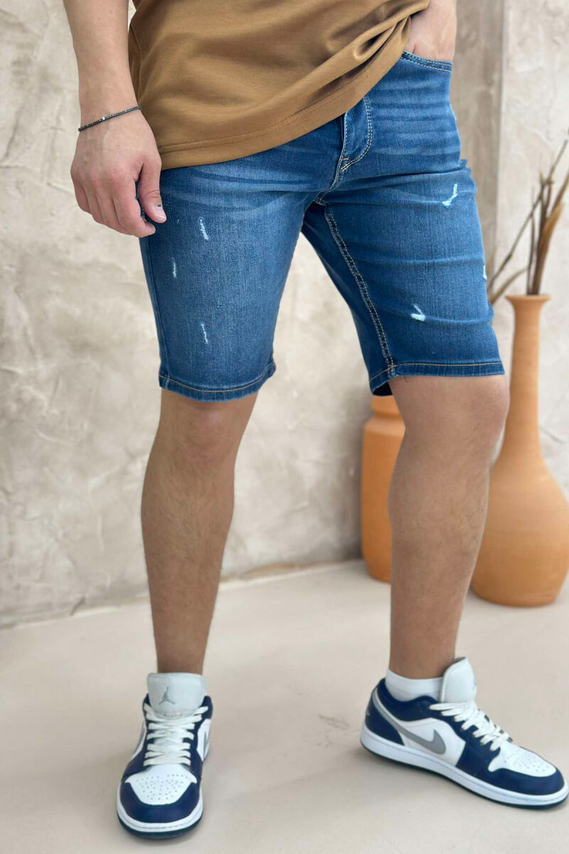 SIMPLE SCRATCHES MEN SHORT PANTS DARK BLUE/BEE - 3