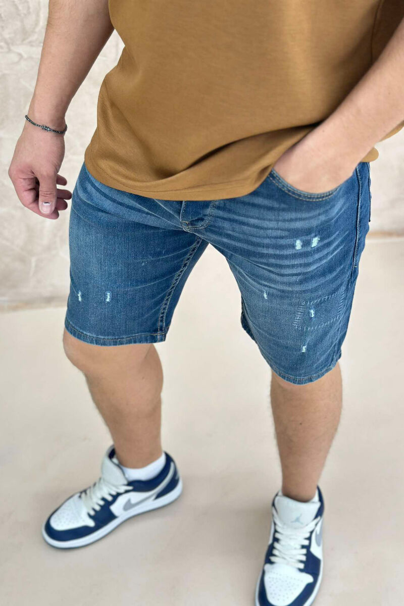 SIMPLE SCRATCHES MEN SHORT PANTS DARK BLUE/BEE - 2