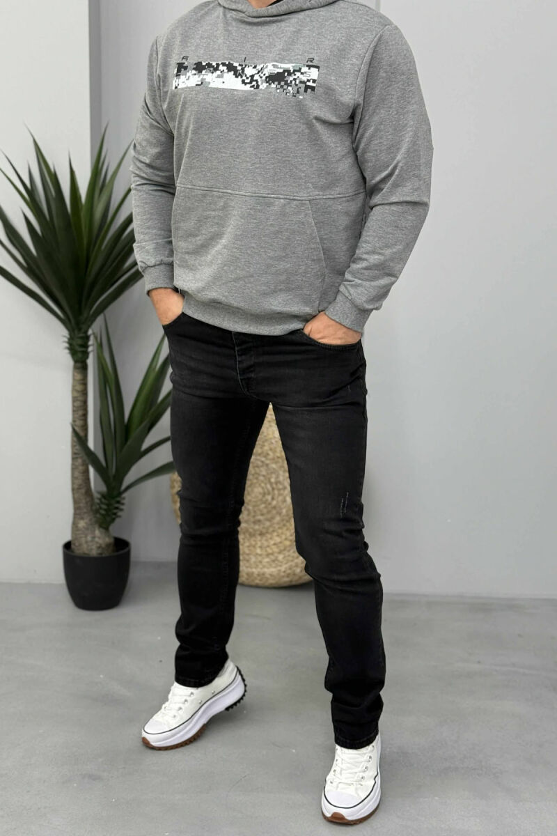 SIMPLE SCRATCHES ONE COLOR MEN JEANS BLACK/ E ZEZE - 1