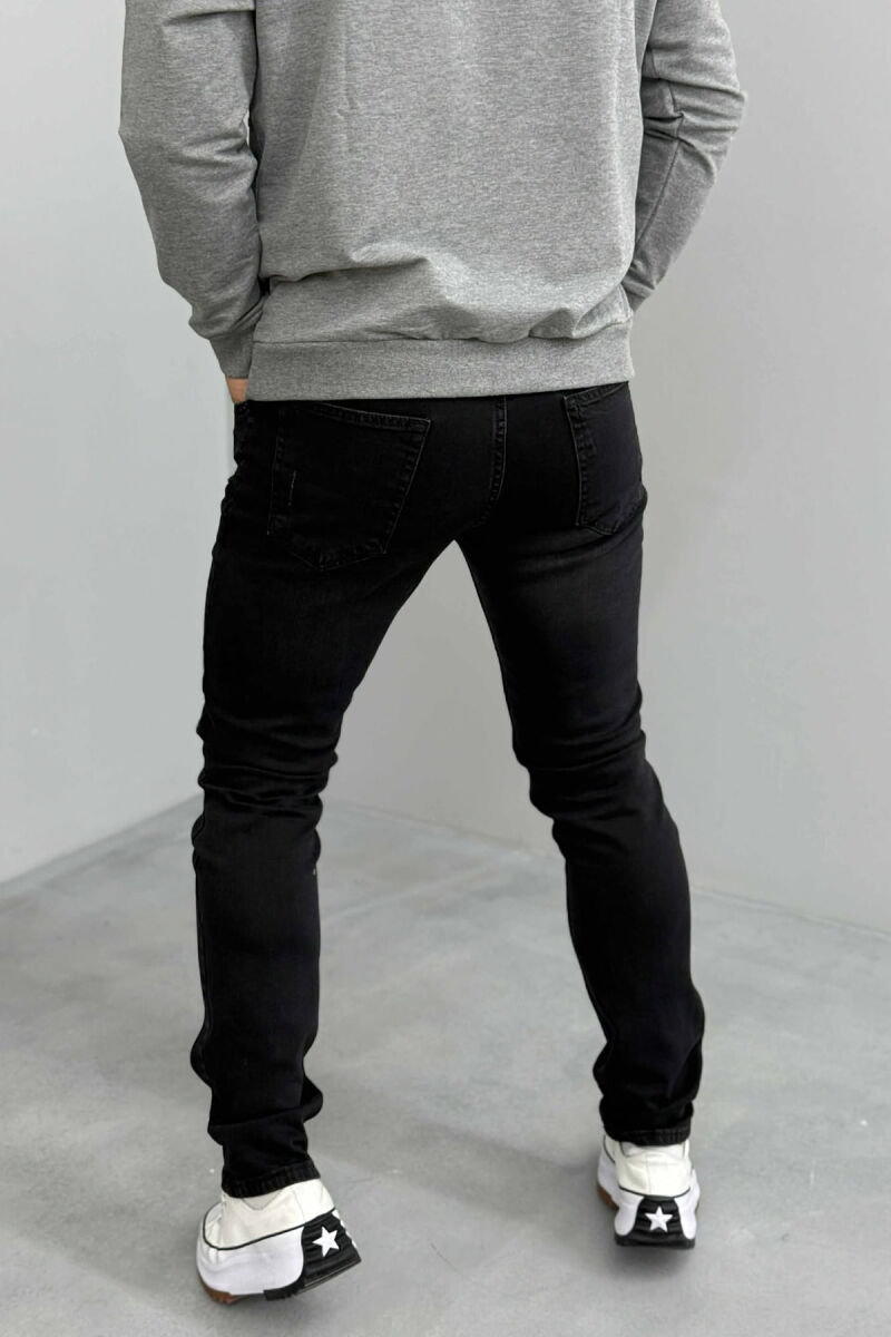 SIMPLE SCRATCHES ONE COLOR MEN JEANS BLACK/ E ZEZE - 4