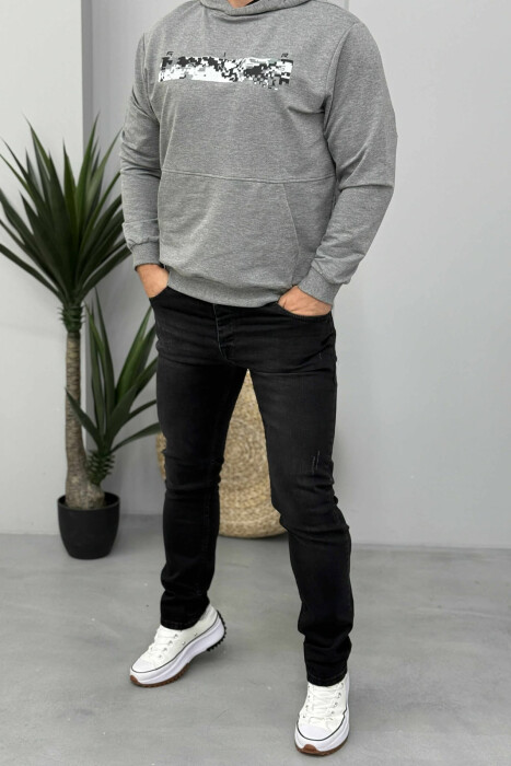 SIMPLE SCRATCHES ONE COLOR MEN JEANS BLACK/ E ZEZE - KLAUDIO FASHION