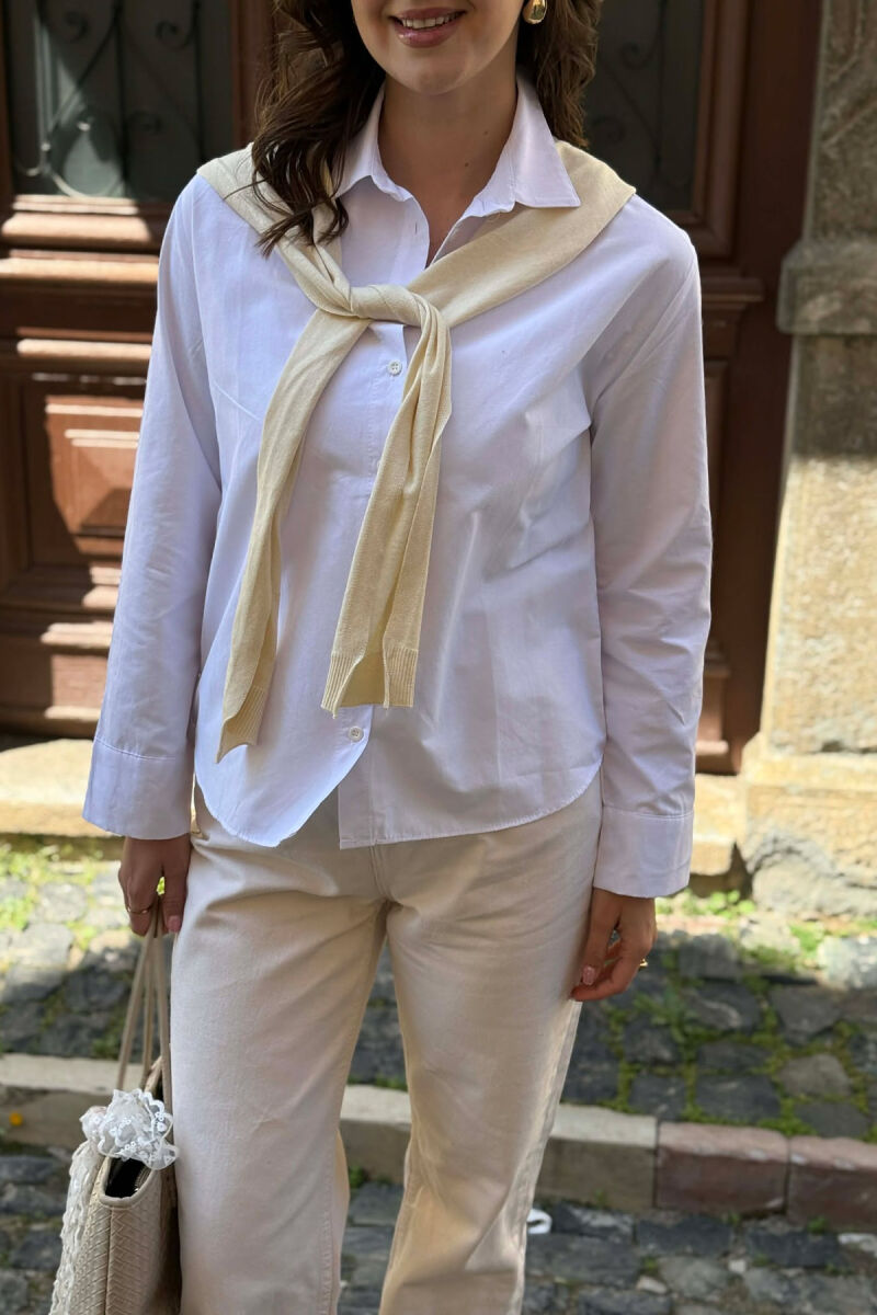 SIMPLE SHIRT + SCARF WOMAN SET WHITE-BEIGE/BABZH - 2