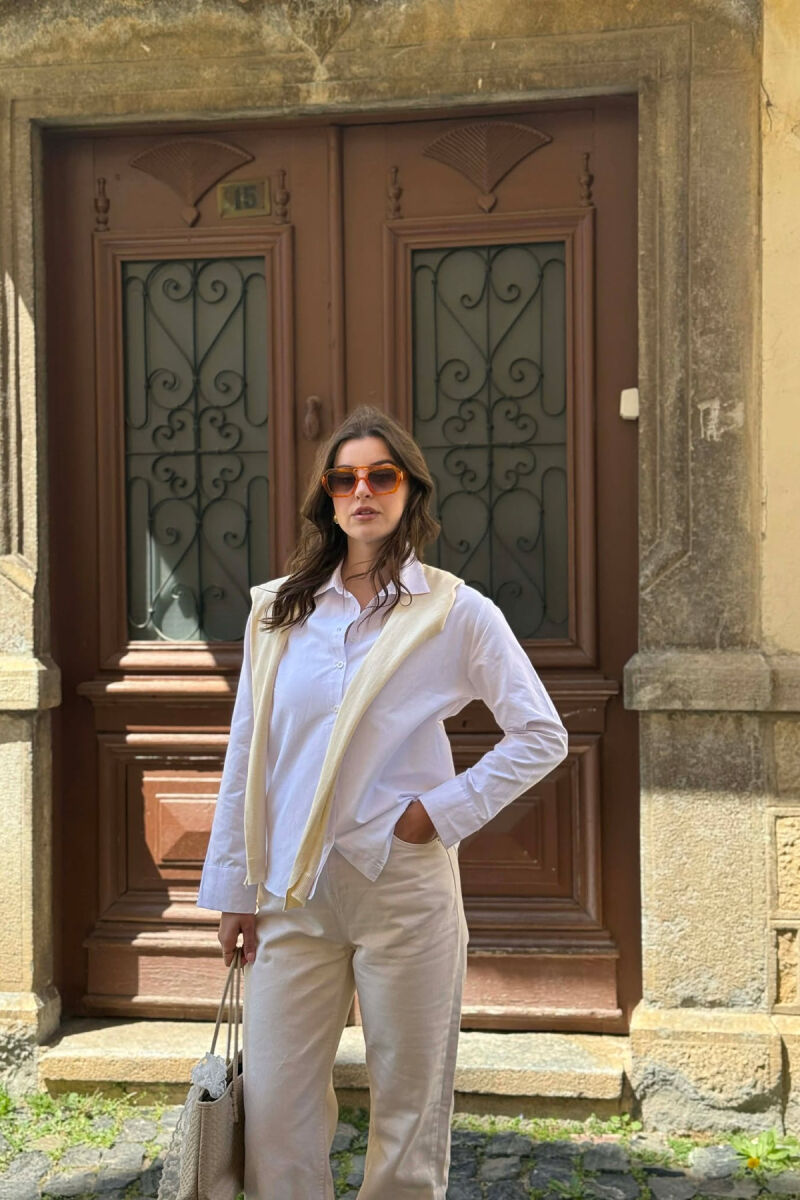 SIMPLE SHIRT + SCARF WOMAN SET WHITE-BEIGE/BABZH - 5