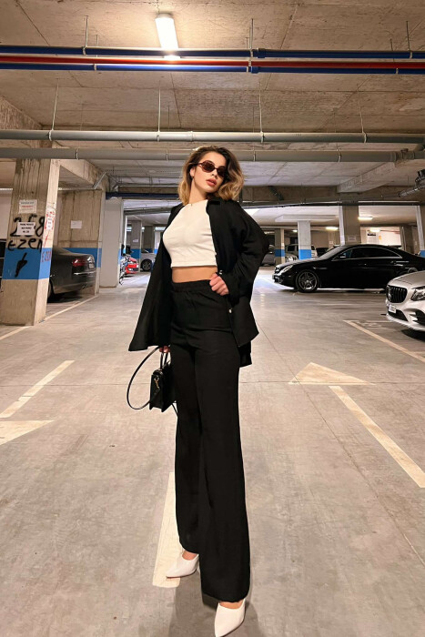  SIMPLE SHIRT+TROUSERS WOMEN SET IN BLACK COLOR - 6