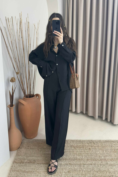  SIMPLE SHIRT+TROUSERS WOMEN SET IN BLACK COLOR - 2