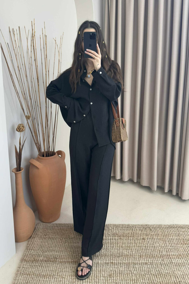  SIMPLE SHIRT+TROUSERS WOMEN SET IN BLACK COLOR - 2