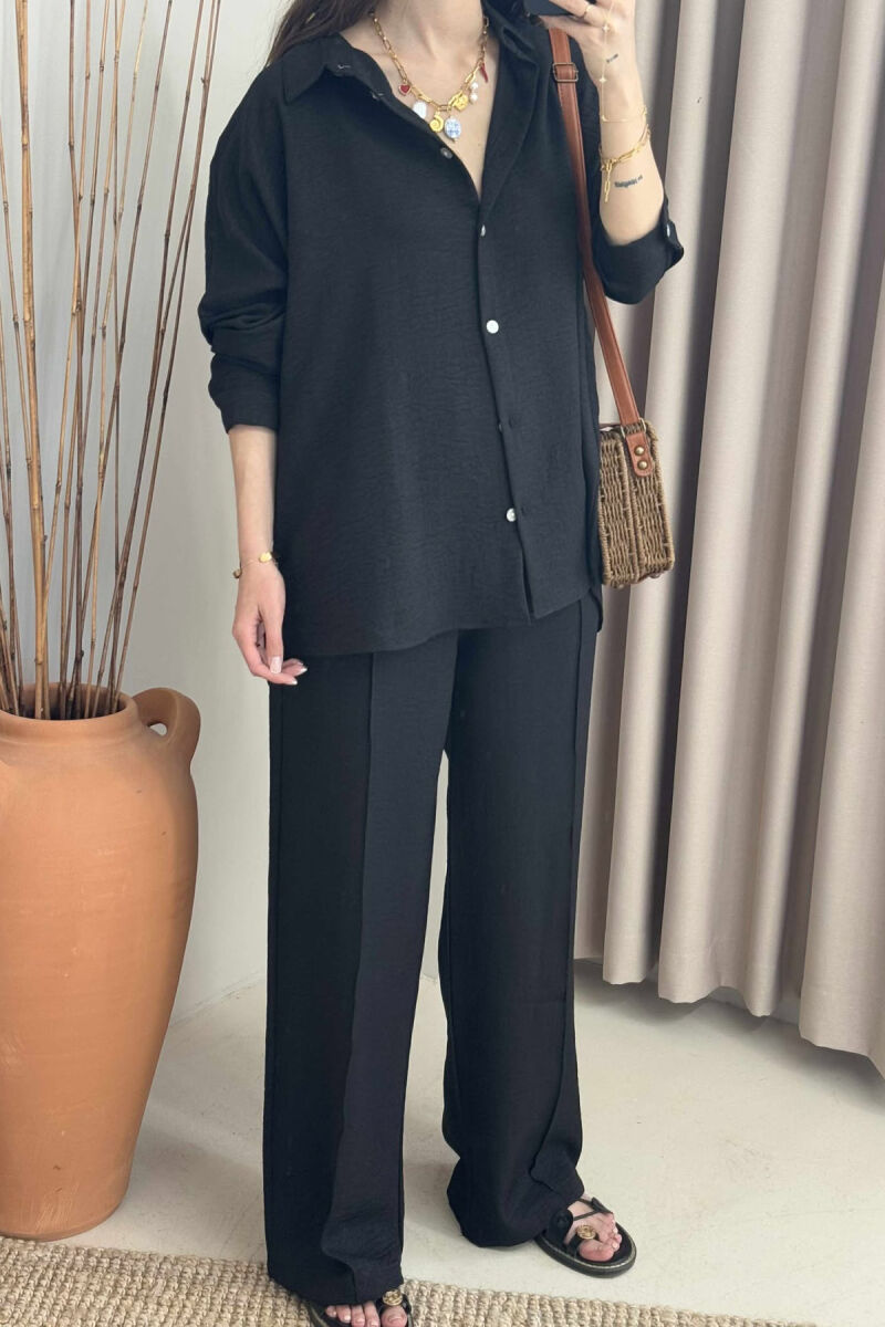  SIMPLE SHIRT+TROUSERS WOMEN SET IN BLACK COLOR - 3