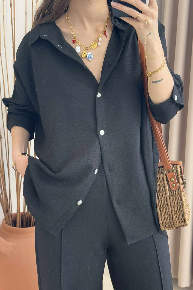  SIMPLE SHIRT+TROUSERS WOMEN SET IN BLACK COLOR - 4