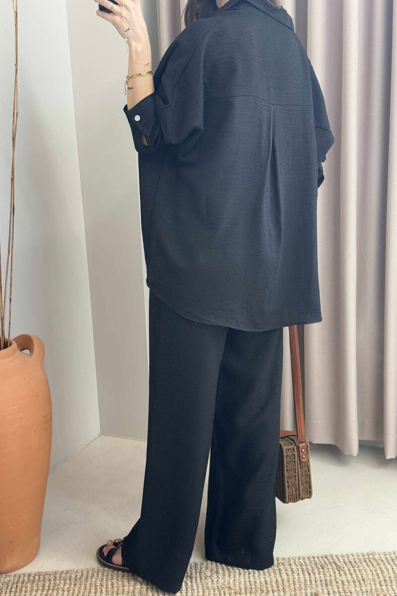  SIMPLE SHIRT+TROUSERS WOMEN SET IN BLACK COLOR - 5
