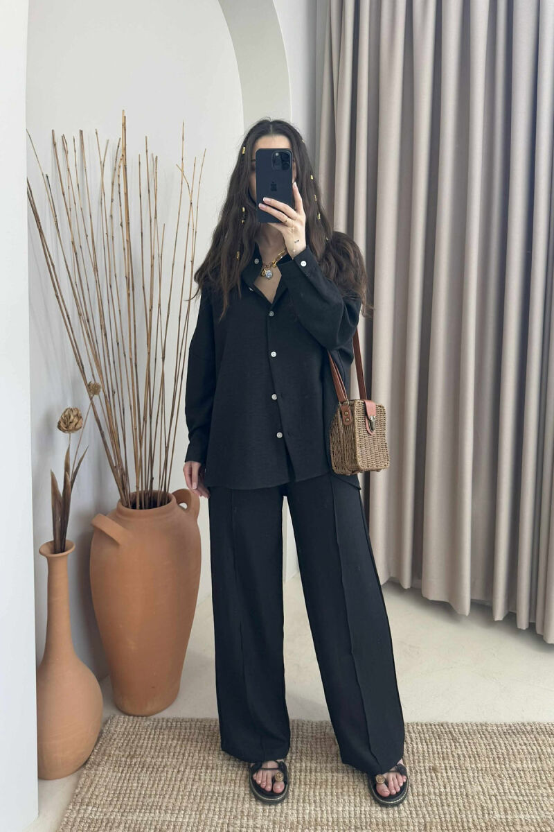 SIMPLE SHIRT+TROUSERS WOMEN SET IN BLACK COLOR - 6