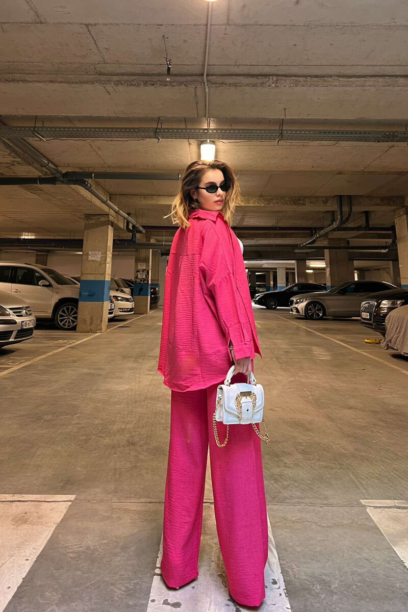  SIMPLE SHIRT+TROUSERS WOMEN SET IN FUCHSIA COLOR - 5