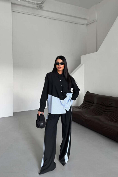 SIMPLE SHIRT+TROUSERS WOMEN SET BLACK/ E ZEZE - 1