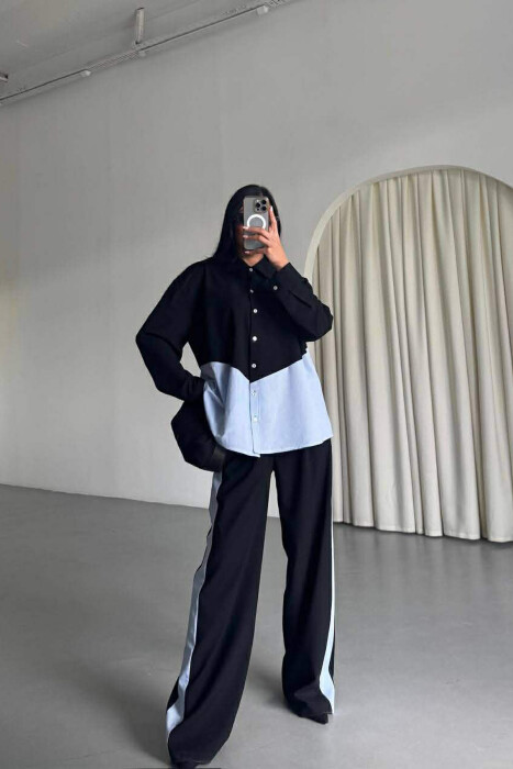 SIMPLE SHIRT+TROUSERS WOMEN SET BLACK/ E ZEZE - 2