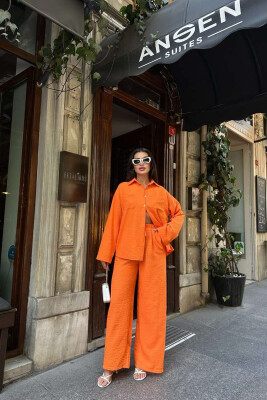 SIMPLE SHIRT+TROUSERS WOMEN SET ORANGE/PORTOKALLI 