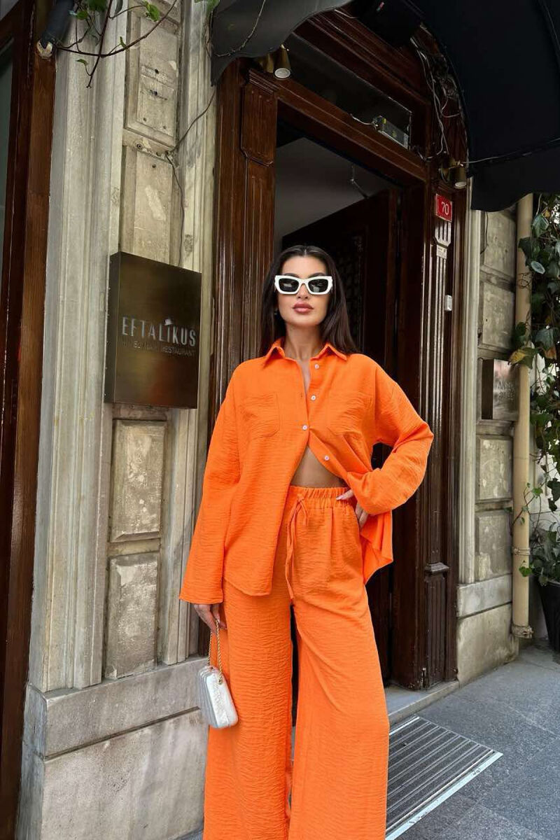 SIMPLE SHIRT+TROUSERS WOMEN SET ORANGE/PORTOKALLI - 4