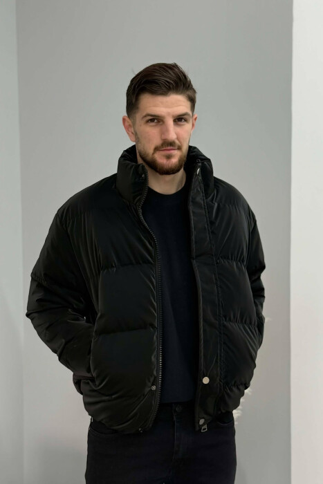 SIMPLE SHORT MEN PUFFER JACKET BLACK/ E ZEZE - 1