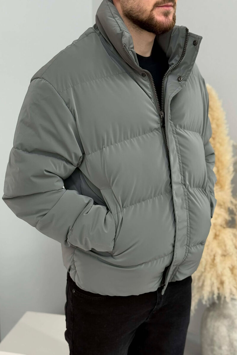 SIMPLE SHORT MEN PUFFER JACKET DARK GREY/GEE - 3