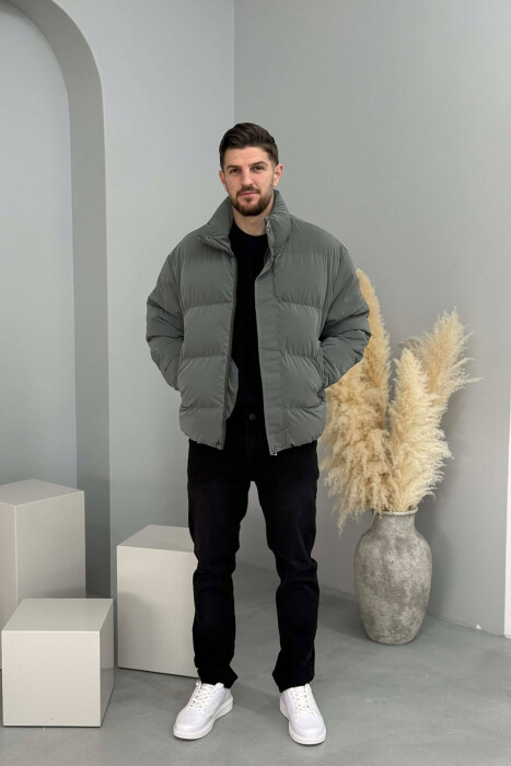 SIMPLE SHORT MEN PUFFER JACKET DARK GREY/GEE - 5