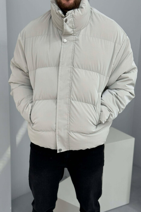 SIMPLE SHORT MEN PUFFER JACKET GREY/GRI - KLAUDIO FASHION