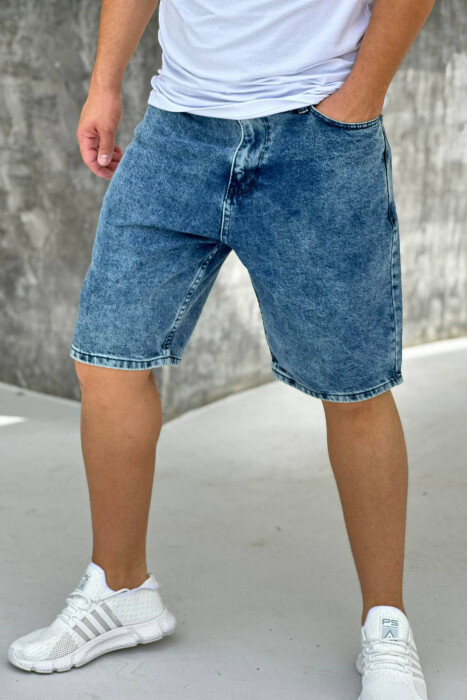 SIMPLE SHORT MEN JEANS BLUE/BLU - KLAUDIO FASHION