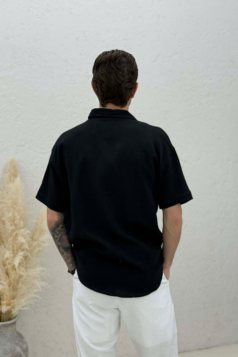 SIMPLE SHORT SLEEVE MEN SHIRT BLACK/ E ZEZE - 4