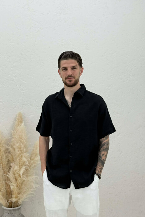 SIMPLE SHORT SLEEVE MEN SHIRT BLACK/ E ZEZE 