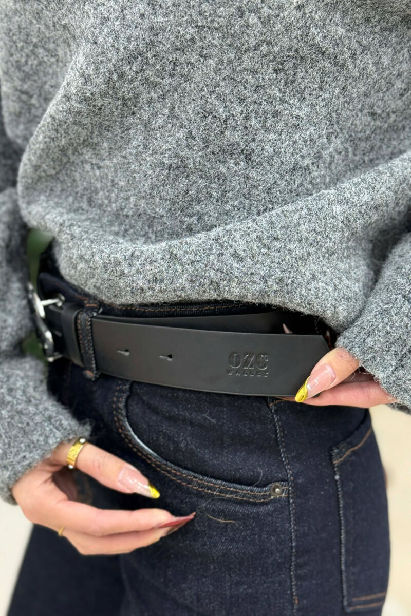 SIMPLE SILVER BUCKET WOMEN BELT BLACK/ E ZEZE - 3