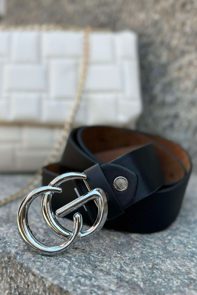 SIMPLE SILVER BUCKET WOMEN BELT BLACK/ E ZEZE - 2