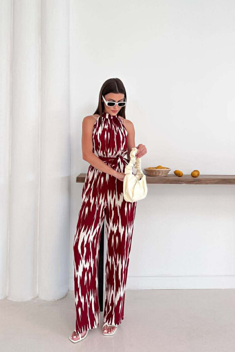 SIMPLE SLEEVELESS WOMEN JUMPSUIT BURGUNDY/VISHNJE - 