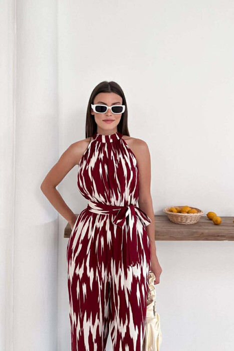 SIMPLE SLEEVELESS WOMEN JUMPSUIT BURGUNDY/VISHNJE - 2