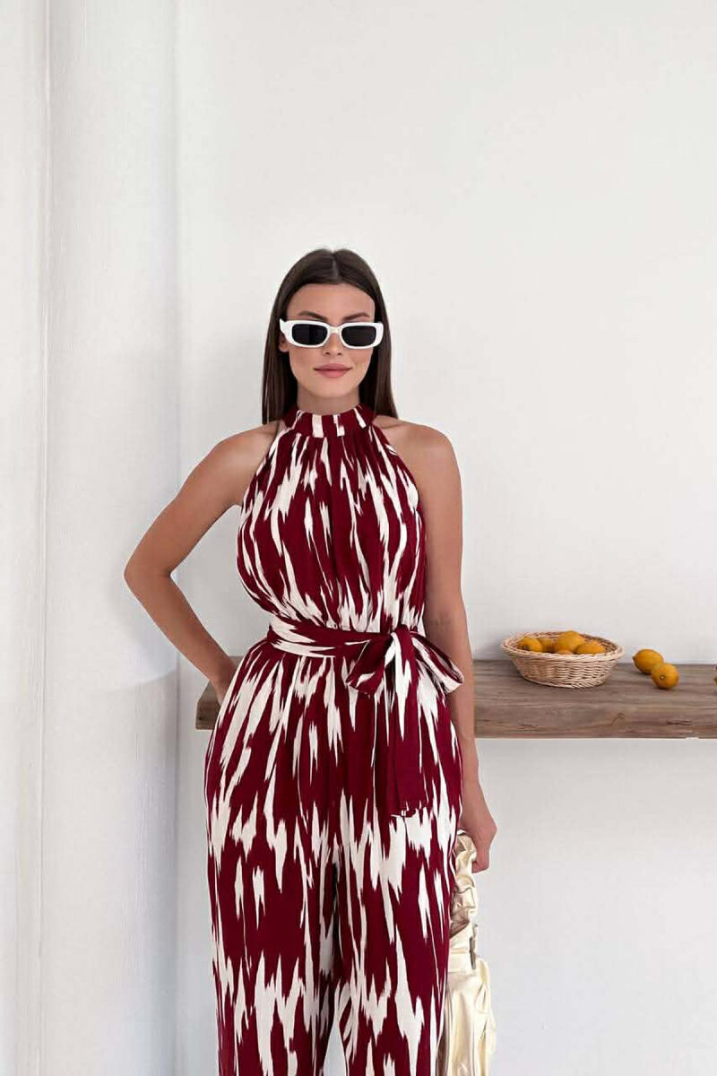 SIMPLE SLEEVELESS WOMEN JUMPSUIT BURGUNDY/VISHNJE - 2